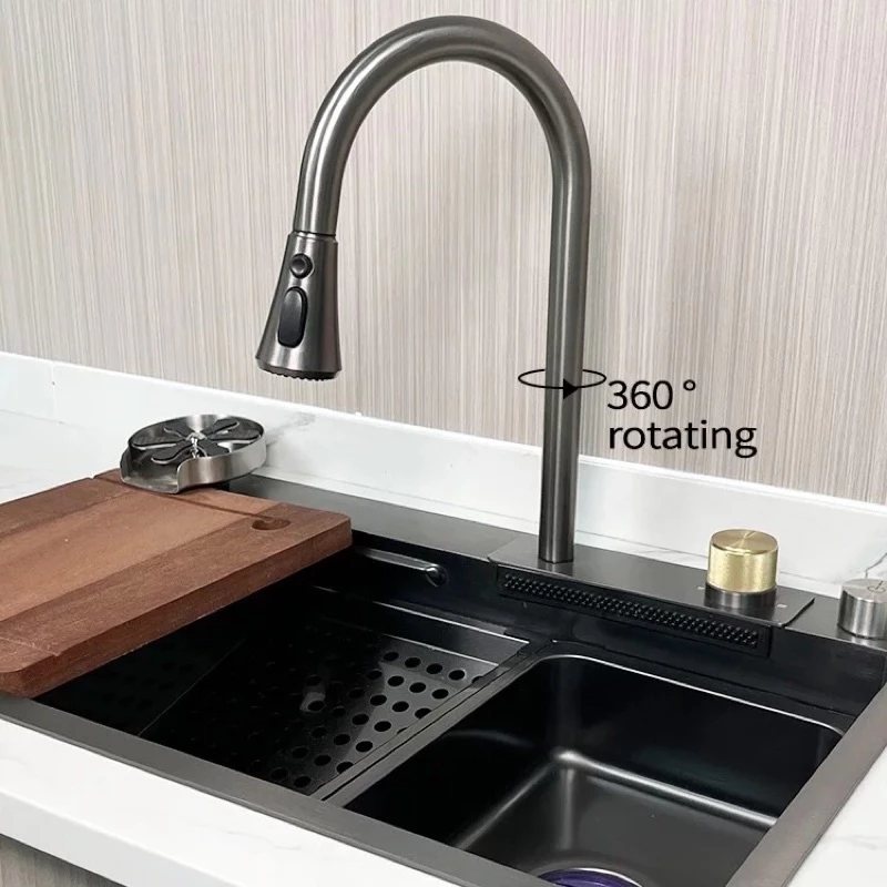 Chậu rửa bát 1 hố vòi thác Nano