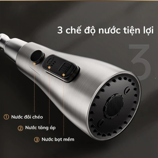 Vòi rửa bát dây rút nóng lạnh Kazonax VB8155