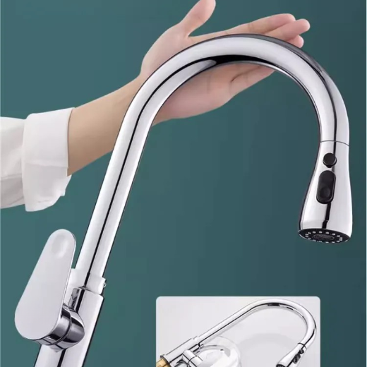 Vòi rửa bát dây rút nóng lạnh Kazonax VB8155