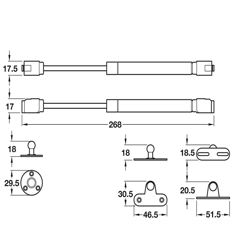 Pittong đẩy cánh tủ Hafele